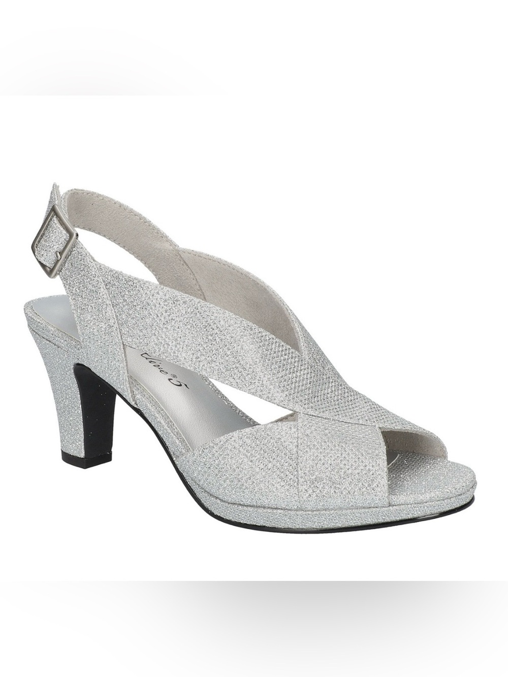 NWT Easy Street Silver Glitter Crisscross Slingback Heel for Women size 9